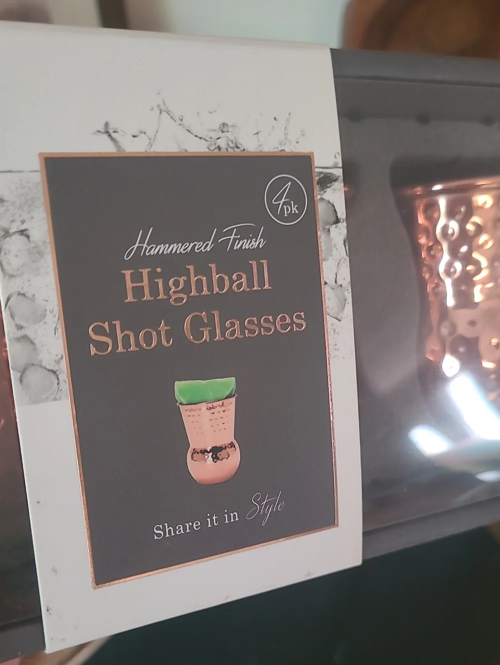 Hammered Copper Highball Shot Glasses - Set of 4